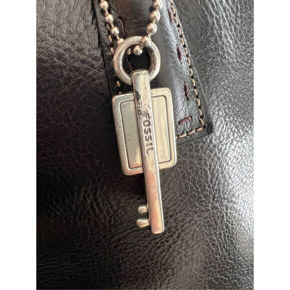 FOSSIL Black Leather Shoulder Purse Handbag - Picture 13 of 13